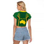 Australia Day 26 January Personalised Raglan Cropped T Shirt With National Color