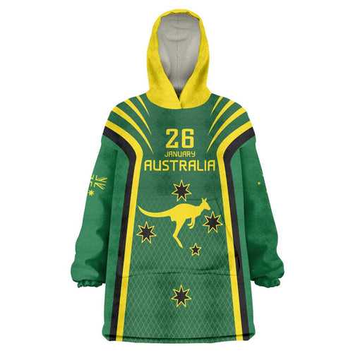 Australia Day 26 January Personalised Wearable Blanket Hoodie With National Color