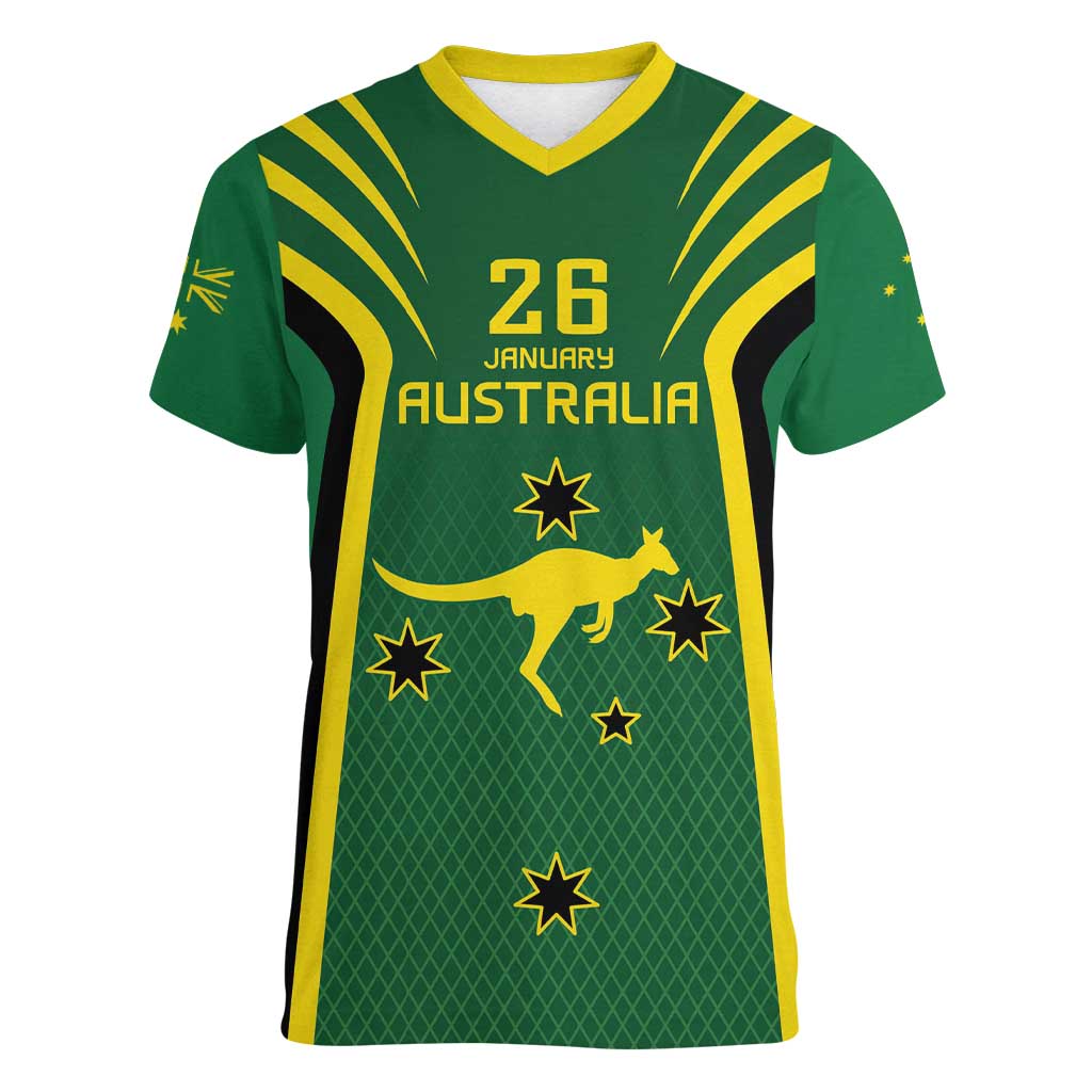 Australia Day 26 January Personalised Women V-Neck T-Shirt With National Color