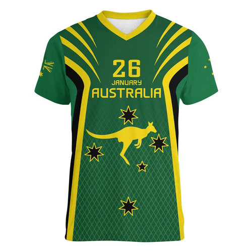 Australia Day 26 January Personalised Women V-Neck T-Shirt With National Color