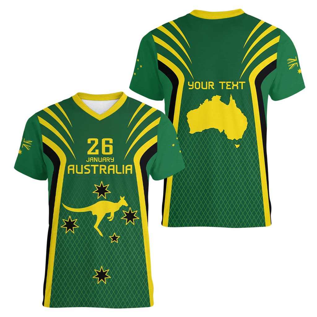 Australia Day 26 January Personalised Women V-Neck T-Shirt With National Color