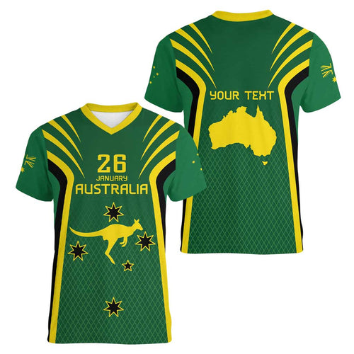 Australia Day 26 January Personalised Women V-Neck T-Shirt With National Color