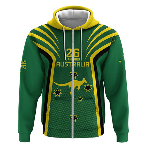 Australia Day 26 January Personalised Zip Hoodie With National Color