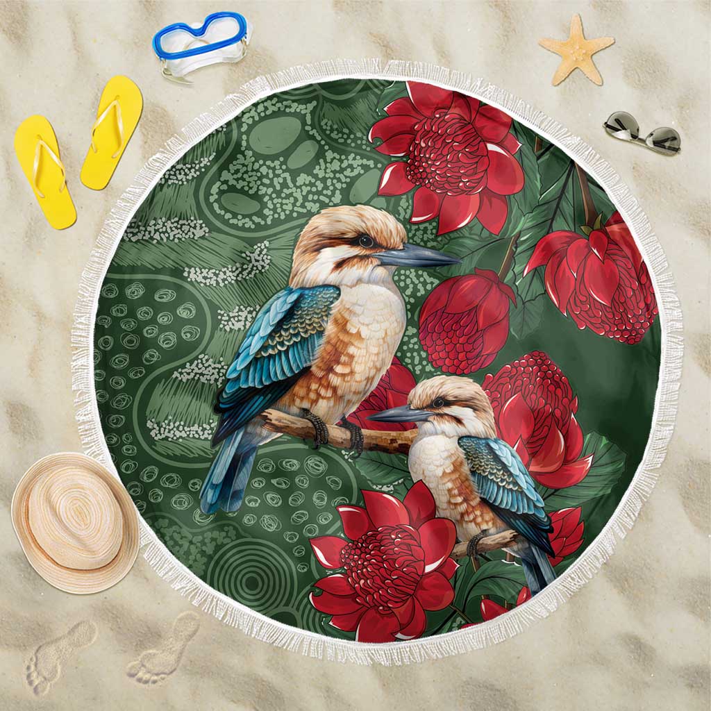Kokaburra and Waratah Beach Blanket Aboriginal Art