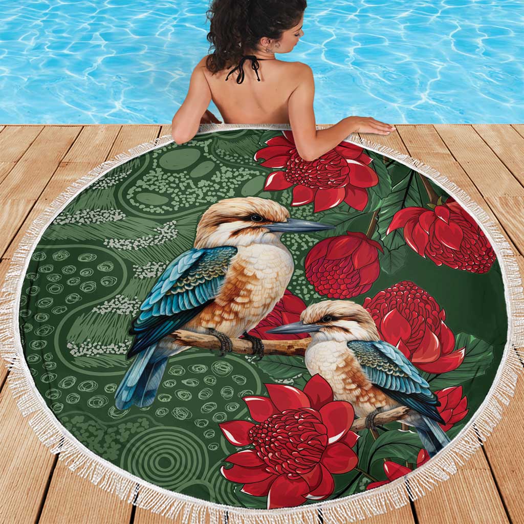 Kokaburra and Waratah Beach Blanket Aboriginal Art