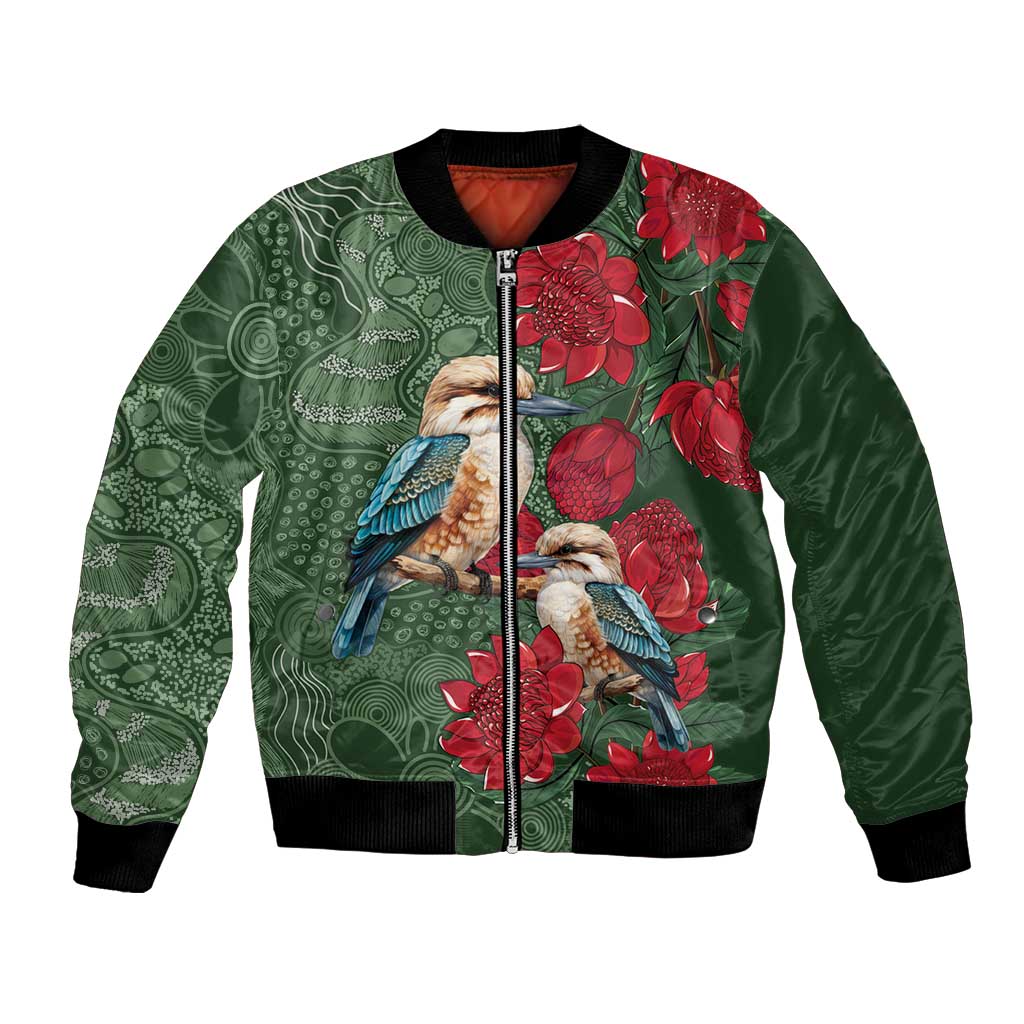 Kokaburra and Waratah Bomber Jacket Aboriginal Art