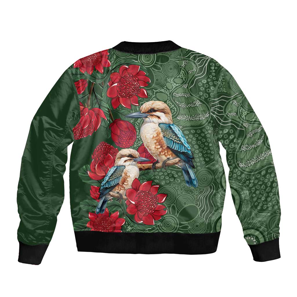Kokaburra and Waratah Bomber Jacket Aboriginal Art