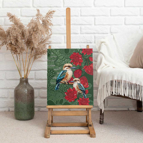 Kokaburra and Waratah Canvas Wall Art Aboriginal Art