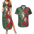 Kokaburra and Waratah Couples Matching Summer Maxi Dress and Hawaiian Shirt Aboriginal Art