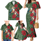 Kokaburra and Waratah Family Matching Mermaid Dress and Hawaiian Shirt Aboriginal Art