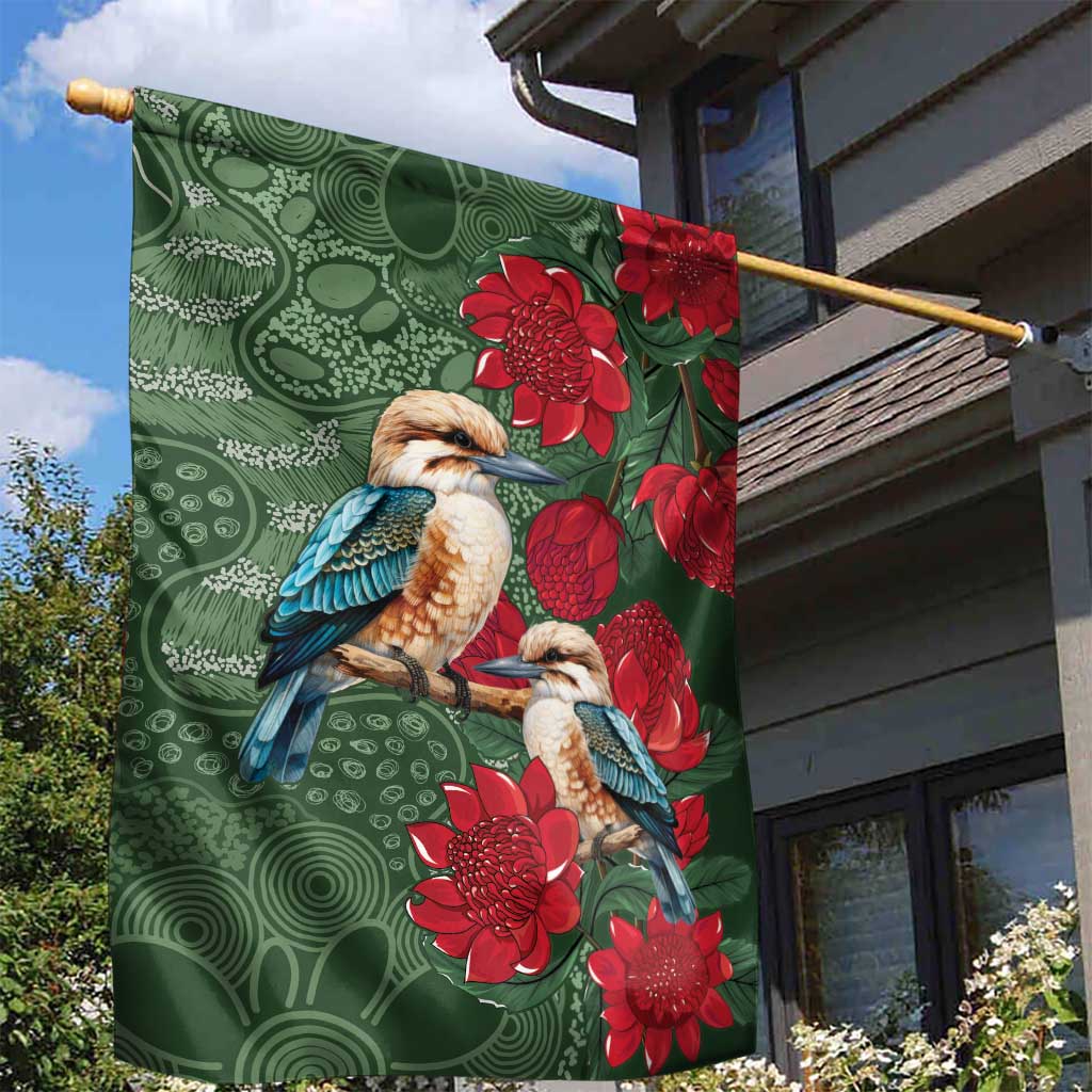 Kokaburra and Waratah Garden Flag Aboriginal Art