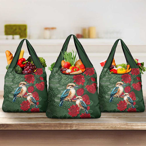 Kokaburra and Waratah Grocery Bag Aboriginal Art