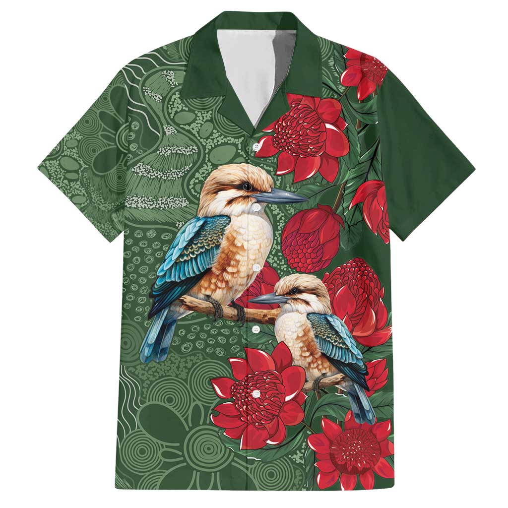 Kokaburra and Waratah Hawaiian Shirt Aboriginal Art