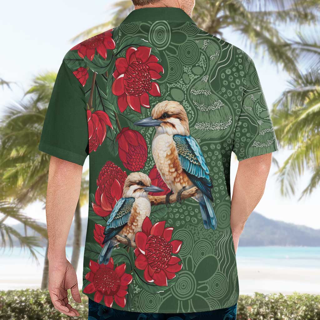 Kokaburra and Waratah Hawaiian Shirt Aboriginal Art