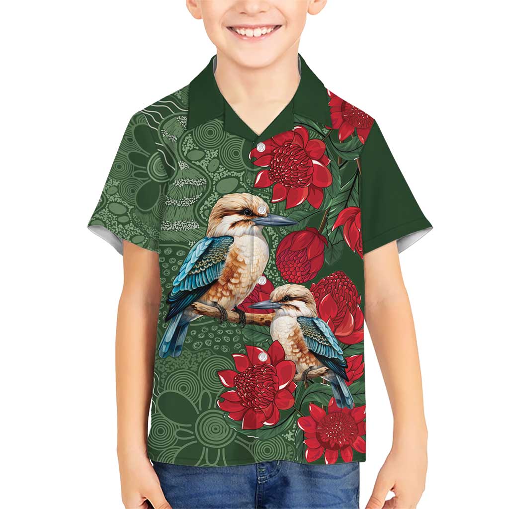 Kokaburra and Waratah Hawaiian Shirt Aboriginal Art