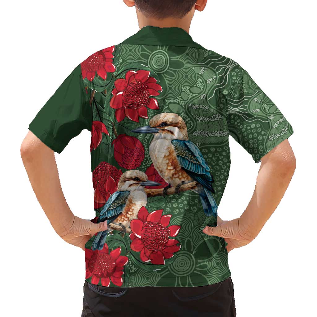 Kokaburra and Waratah Hawaiian Shirt Aboriginal Art