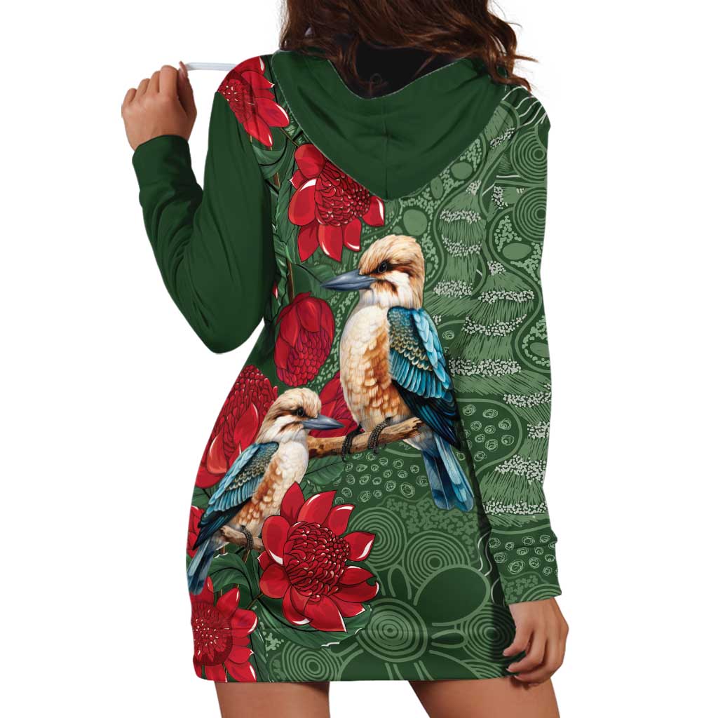 Kokaburra and Waratah Hoodie Dress Aboriginal Art