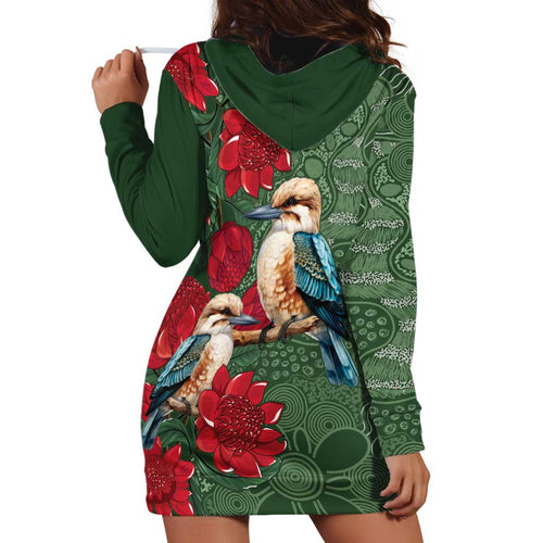 Kokaburra and Waratah Hoodie Dress Aboriginal Art