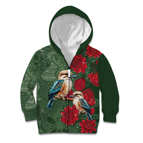 Kokaburra and Waratah Kid Hoodie Aboriginal Art