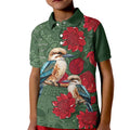 Kokaburra and Waratah Kid Polo Shirt Aboriginal Art