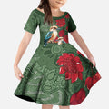 Kokaburra and Waratah Kid Short Sleeve Dress Aboriginal Art