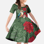 Kokaburra and Waratah Kid Short Sleeve Dress Aboriginal Art