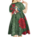 Kokaburra and Waratah Kid Short Sleeve Dress Aboriginal Art