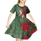 Kokaburra and Waratah Kid Short Sleeve Dress Aboriginal Art