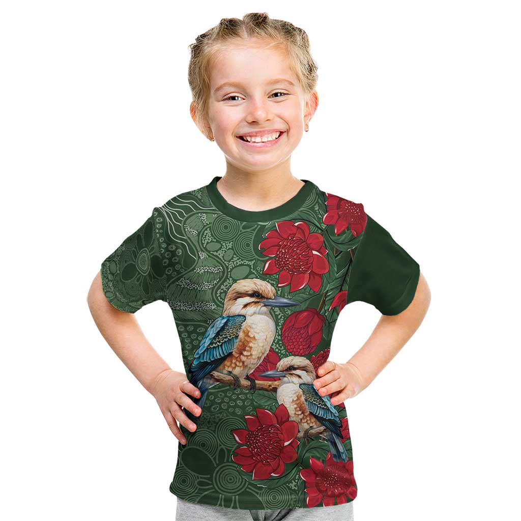 Kokaburra and Waratah Kid T Shirt Aboriginal Art