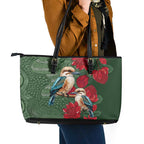 Kokaburra and Waratah Leather Tote Bag Aboriginal Art
