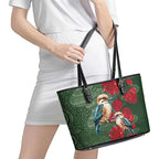 Kokaburra and Waratah Leather Tote Bag Aboriginal Art