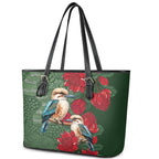 Kokaburra and Waratah Leather Tote Bag Aboriginal Art