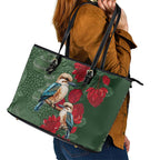 Kokaburra and Waratah Leather Tote Bag Aboriginal Art
