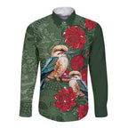Kokaburra and Waratah Long Sleeve Button Shirt Aboriginal Art