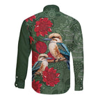 Kokaburra and Waratah Long Sleeve Button Shirt Aboriginal Art