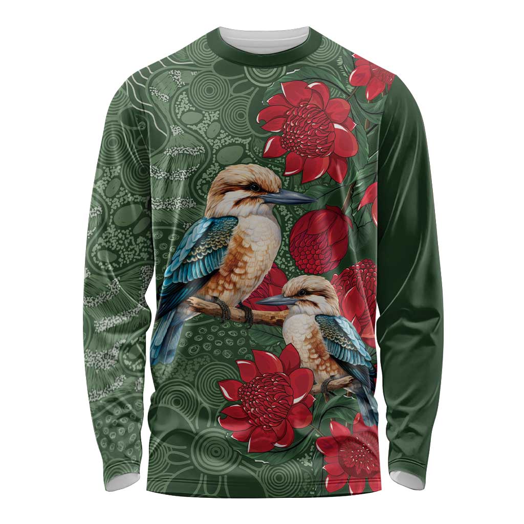 Kokaburra and Waratah Long Sleeve Shirt Aboriginal Art