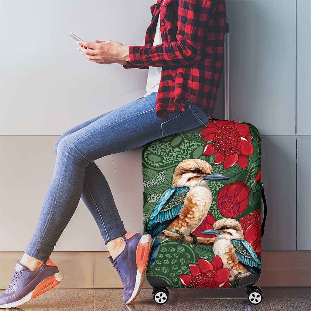 Kokaburra and Waratah Luggage Cover Aboriginal Art