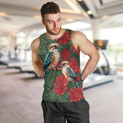 Kokaburra and Waratah Men Tank Top Aboriginal Art