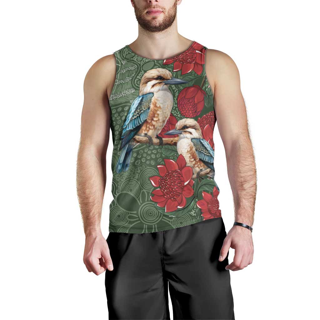 Kokaburra and Waratah Men Tank Top Aboriginal Art