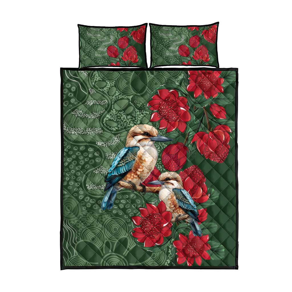 Kokaburra and Waratah Quilt Bed Set Aboriginal Art