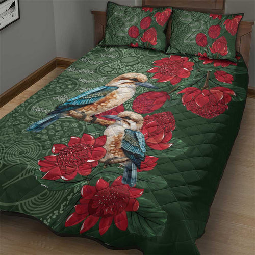 Kokaburra and Waratah Quilt Bed Set Aboriginal Art