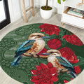 Kokaburra and Waratah Round Carpet Aboriginal Art