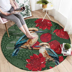 Kokaburra and Waratah Round Carpet Aboriginal Art
