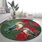 Kokaburra and Waratah Round Carpet Aboriginal Art
