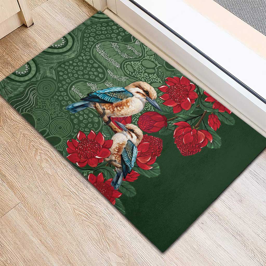 Kokaburra and Waratah Rubber Doormat Aboriginal Art