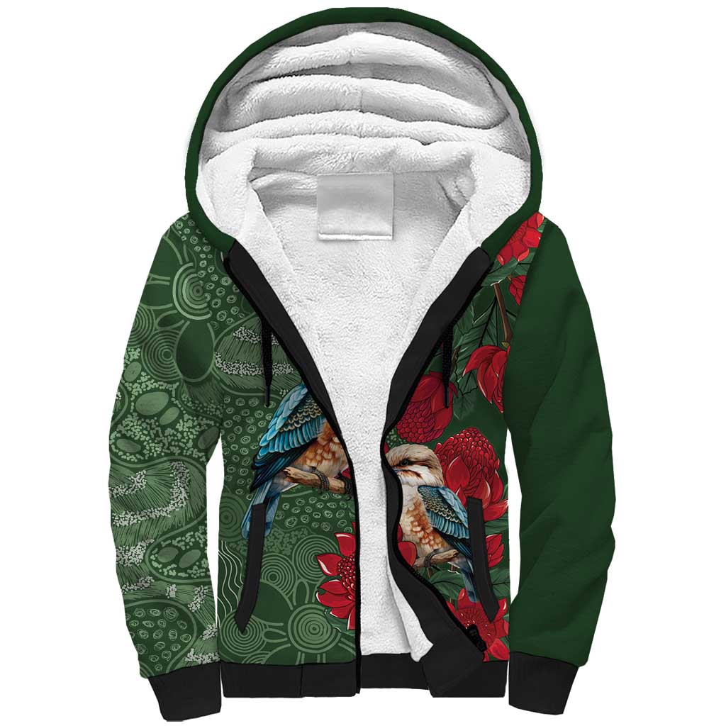 Kokaburra and Waratah Sherpa Hoodie Aboriginal Art