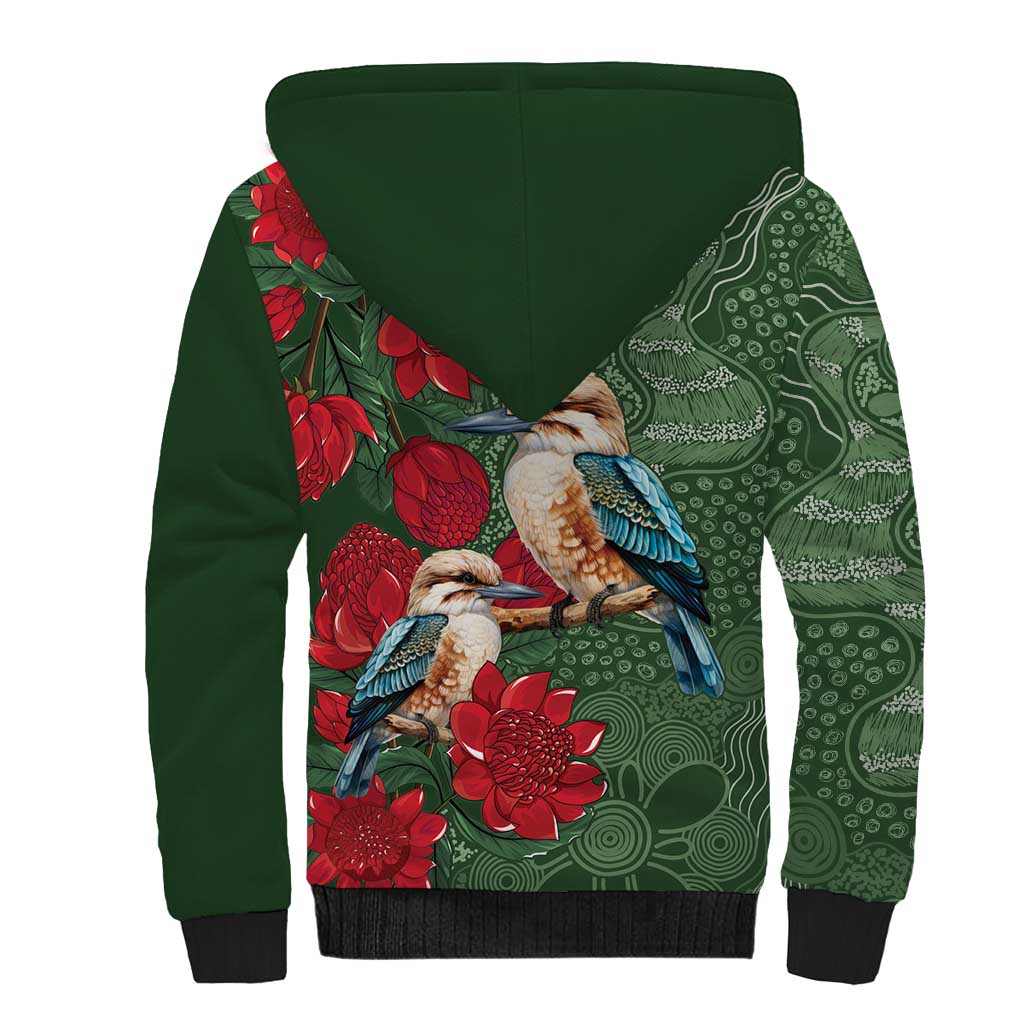 Kokaburra and Waratah Sherpa Hoodie Aboriginal Art
