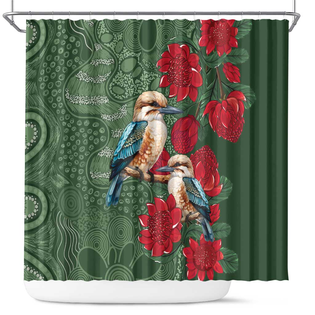 Kokaburra and Waratah Shower Curtain Aboriginal Art
