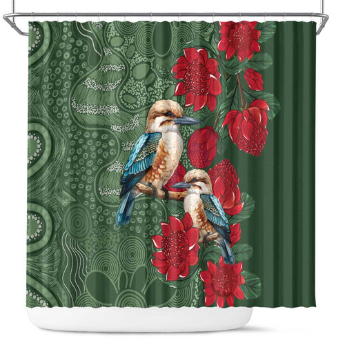 Kokaburra and Waratah Shower Curtain Aboriginal Art