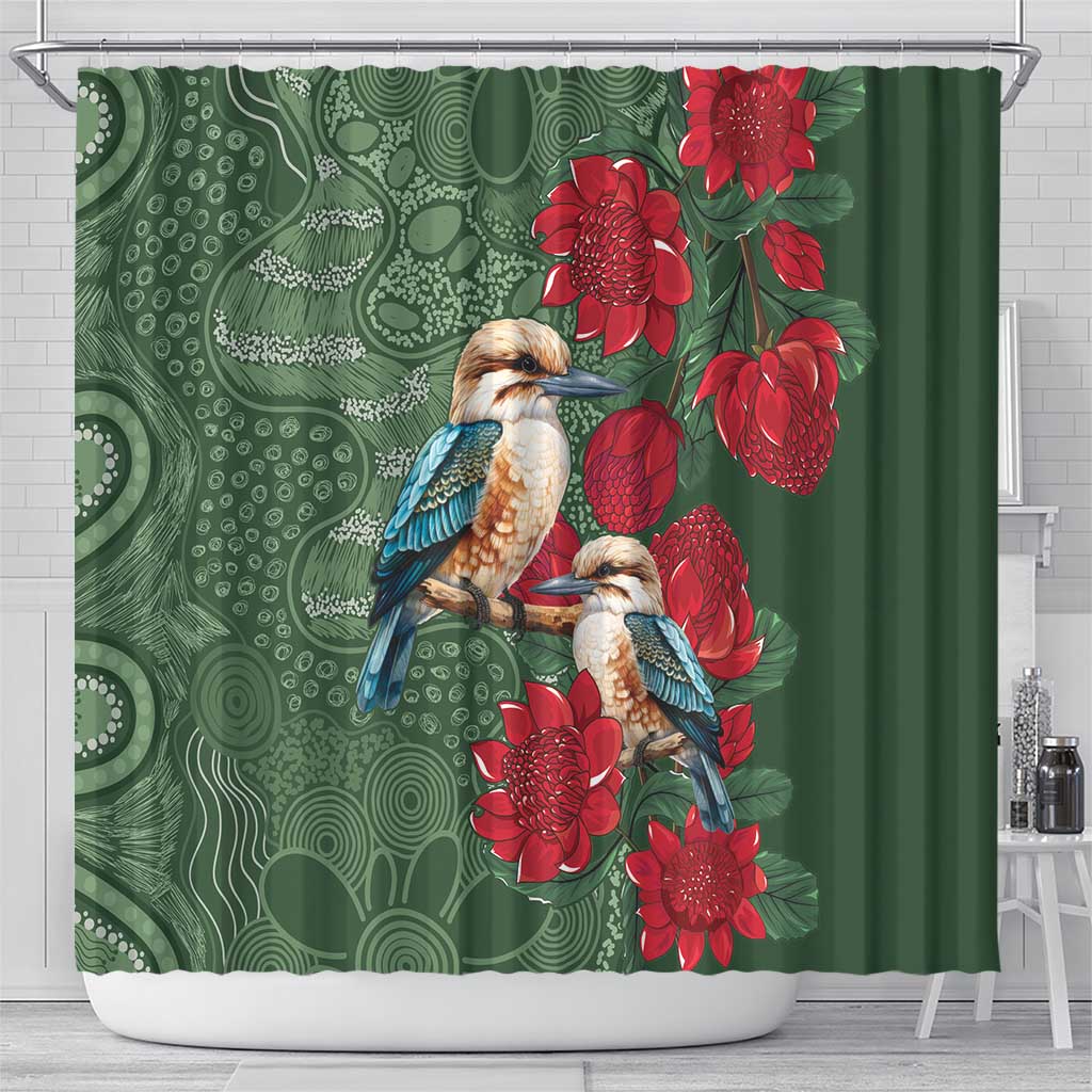 Kokaburra and Waratah Shower Curtain Aboriginal Art